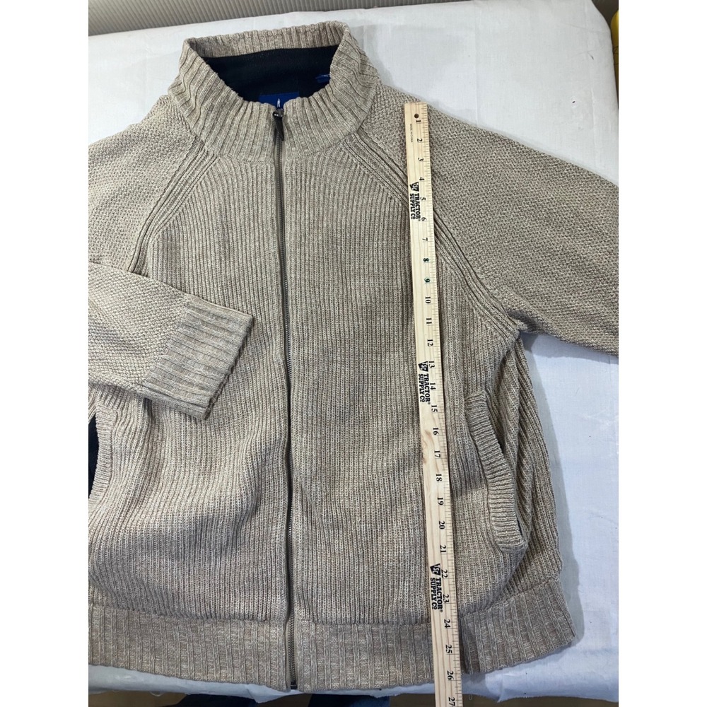 Lanesboro Mens Full Zip Knit Sweater Jacket‎ Beige XXL Cotton Acrylic Blend - Picture 2 of 7